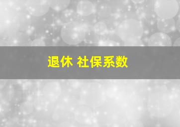 退休 社保系数